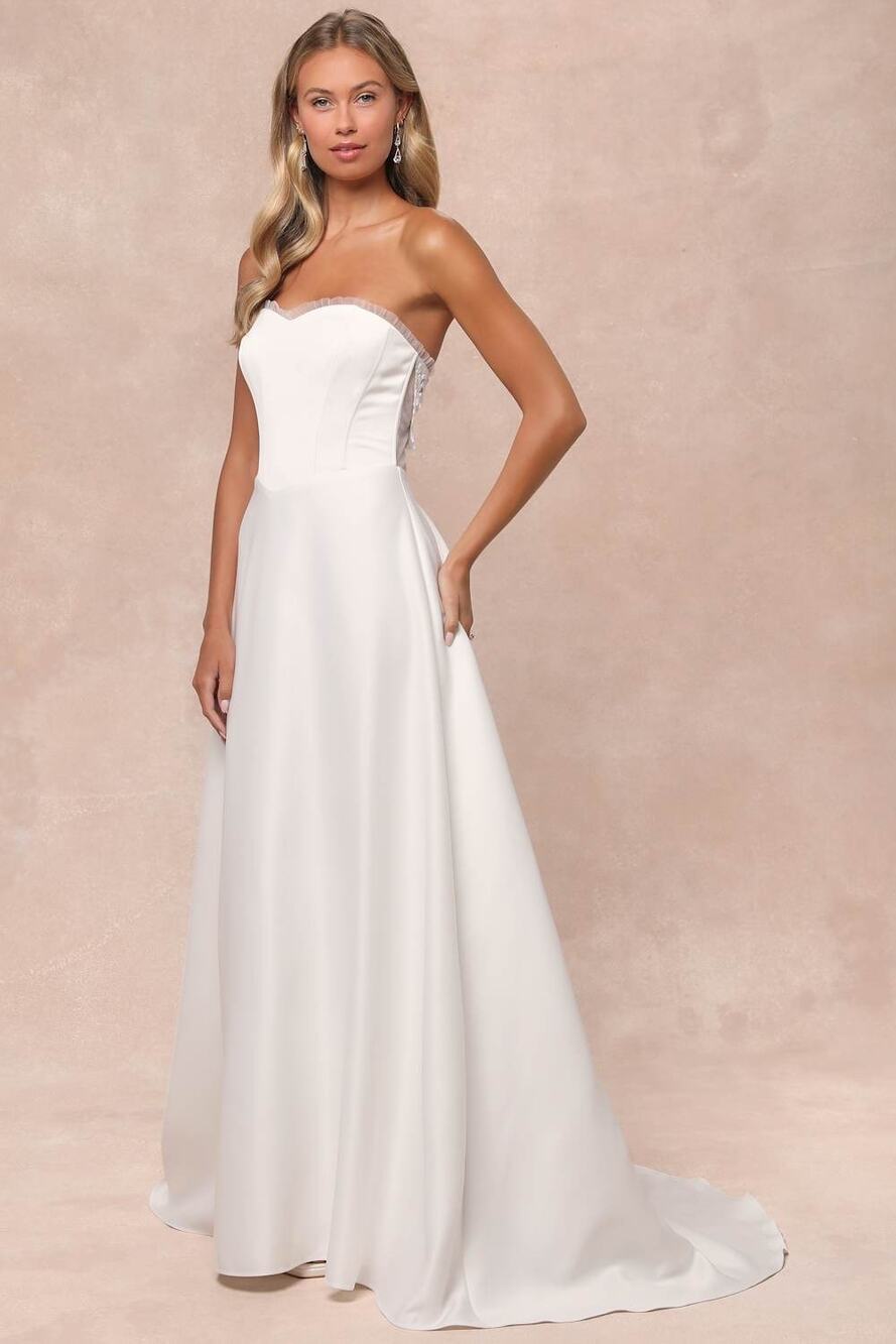 NWT Lulus Eternal Gratitude White Floral Embroidered Strapless Maxi Dress Sz L